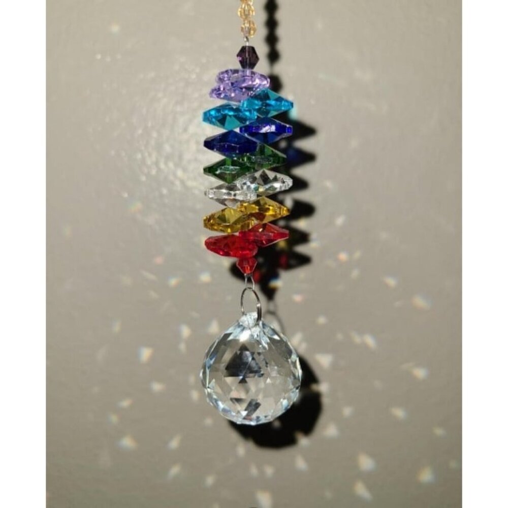 30mm Chandelier Crystals Ball Prisms Rainbow Octagon Chakra Suncatcher